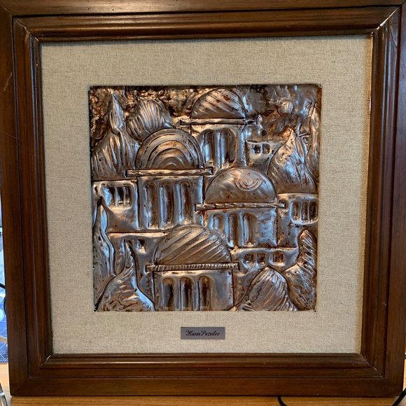 Hana Pozeilov Aluminum Sculpture Framed Jerusalem